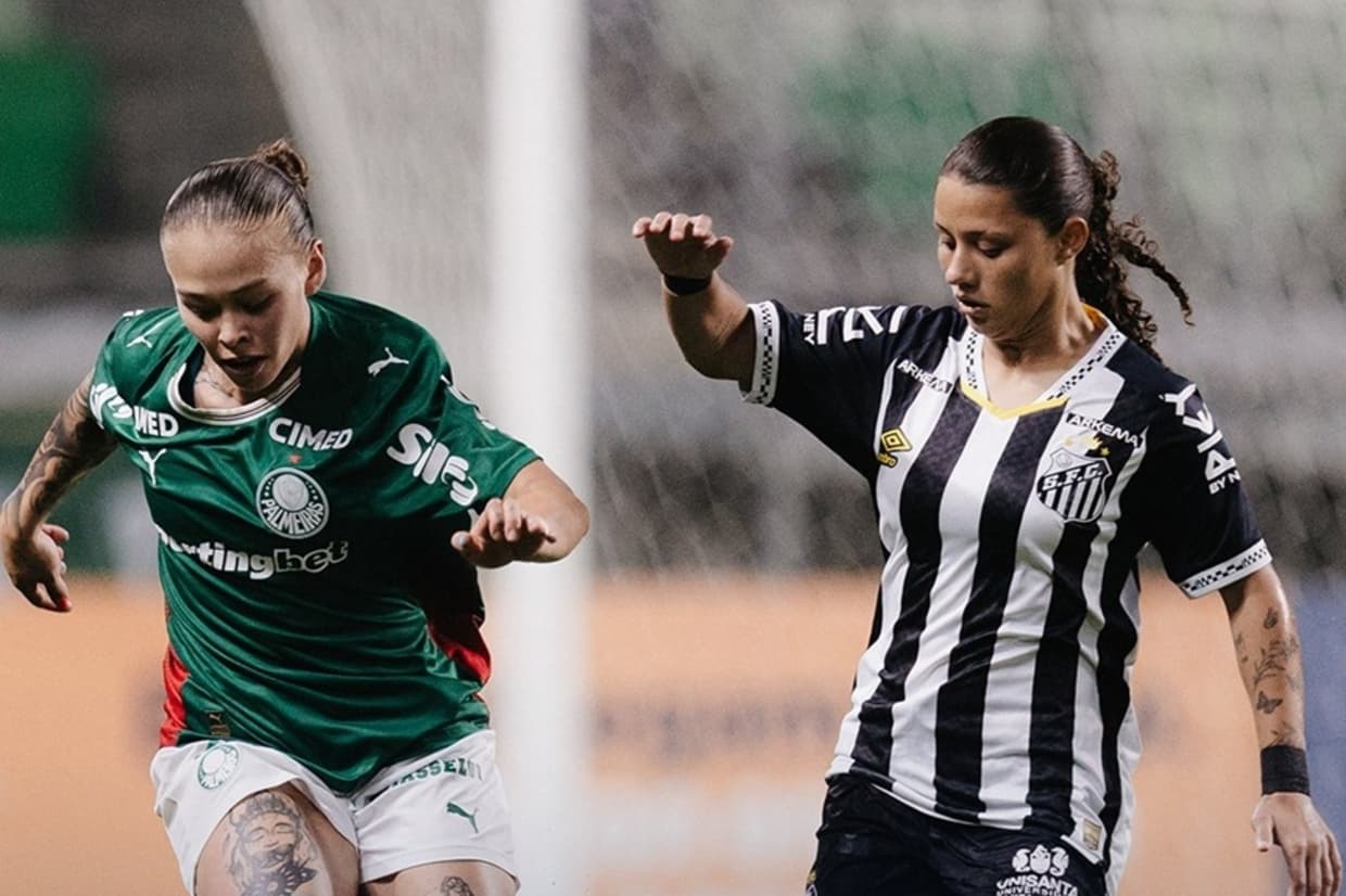 Palmeiras luta com dez, bate na trave e empata com o Santos no Brasileirão Feminino
