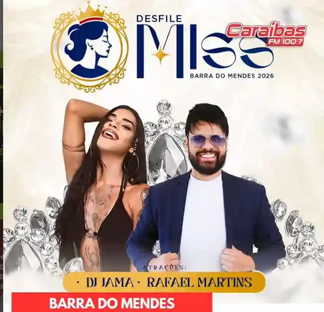 Barra do Mendes realiza concurso Miss 2026 neste sábado com entrada gratuita