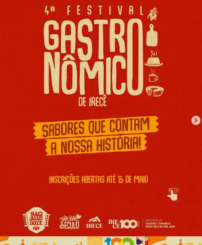 Irecê - Inscrições Abertas: 4º Festival Gastronômico de Irecê celebra o centenário da cidade com nova categoria