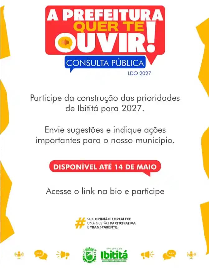 Participação Popular: Prefeitura de Ibititá abre Consulta Pública para a LDO 2027