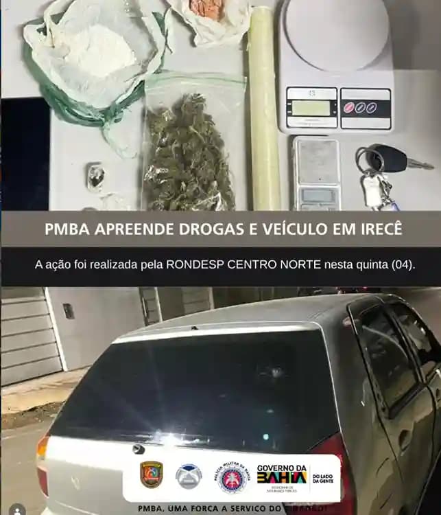 Rondesp Centro Norte apreende drogas e intercepta veículo após perseguição em Irecê